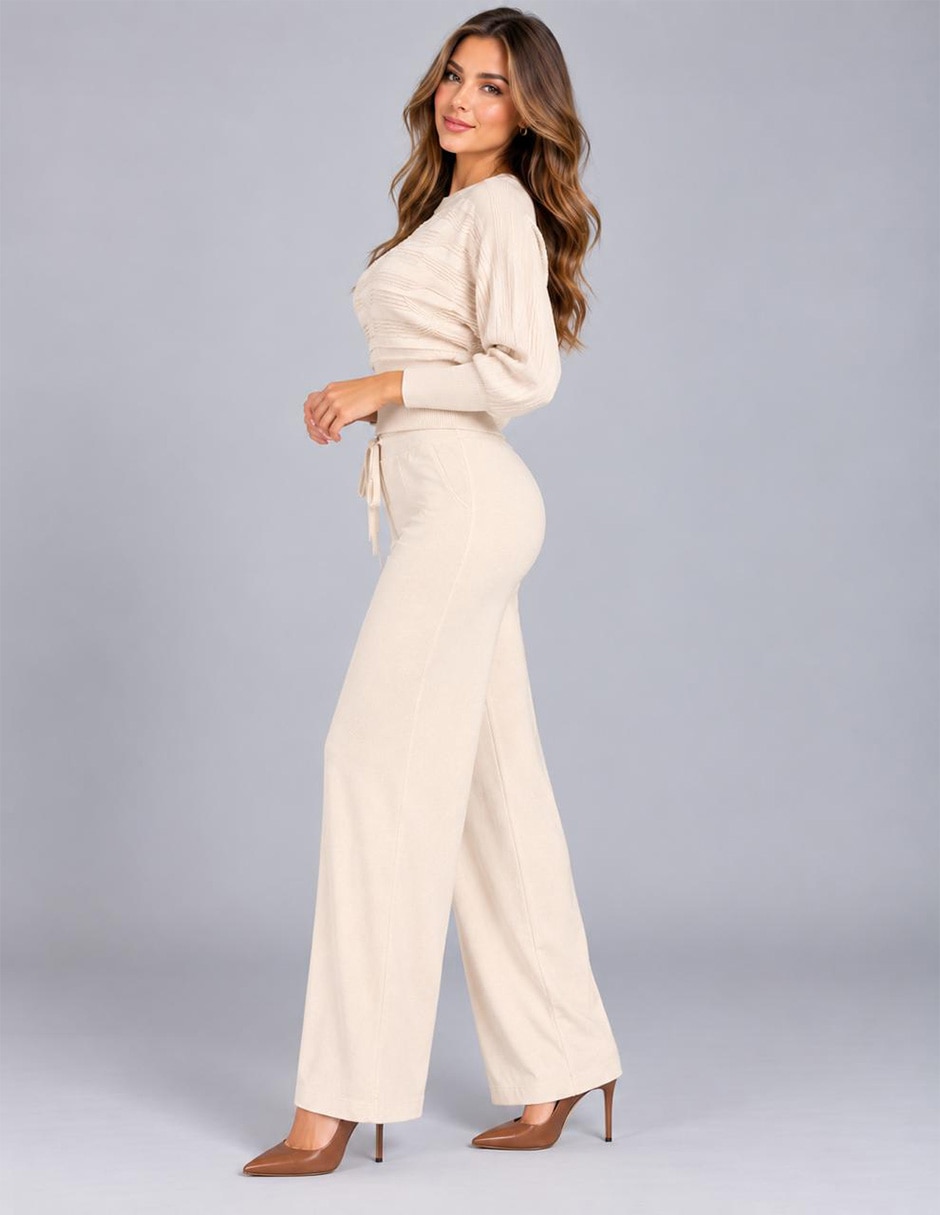 Conjunto casual tejido de algodón para mujer 3