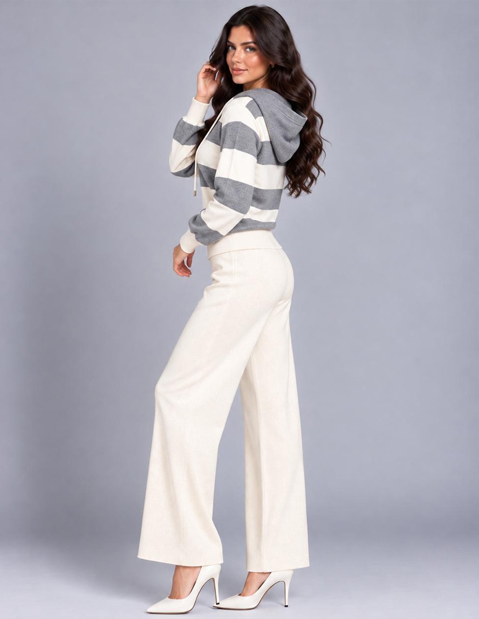 Conjunto casual tejido de algodón para mujer 2