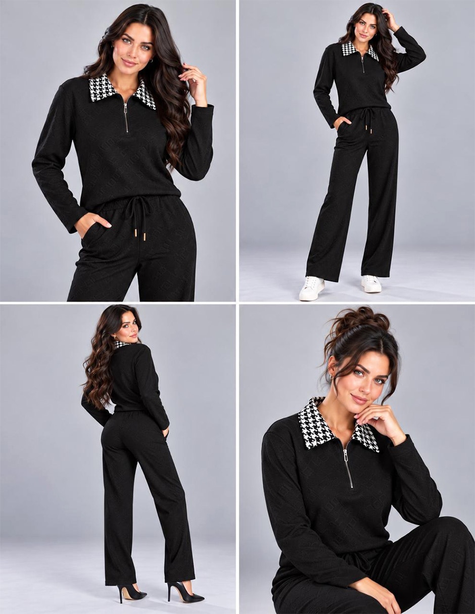 Conjunto casual tejido de algodón para mujer 5