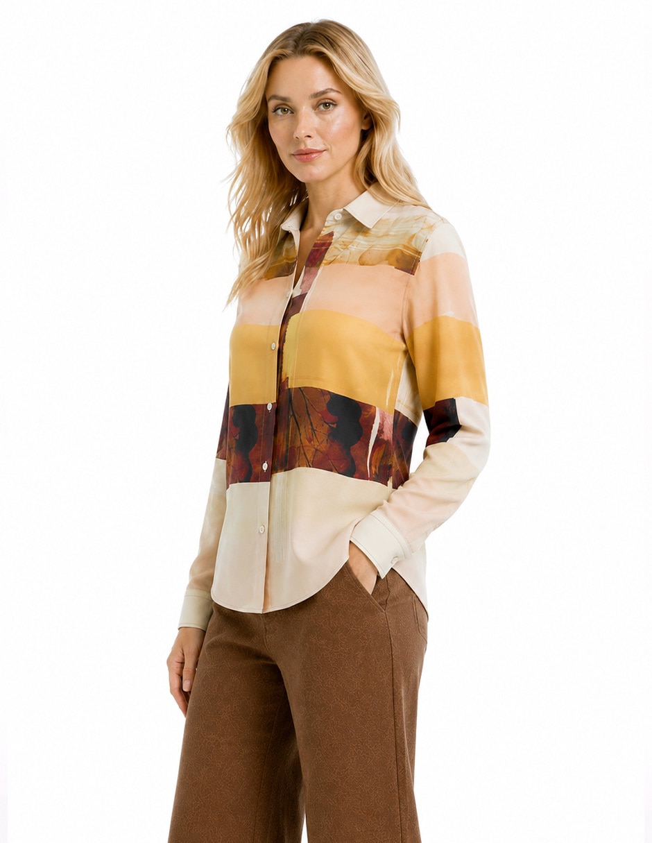 Blusa camisera manga larga para mujer 4