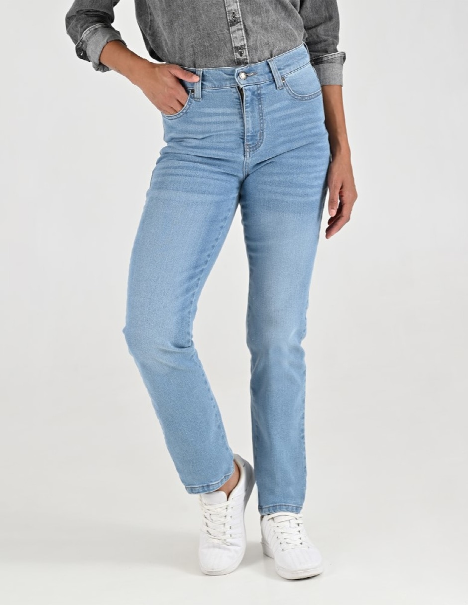 Jeans regular straight cintura para mujer