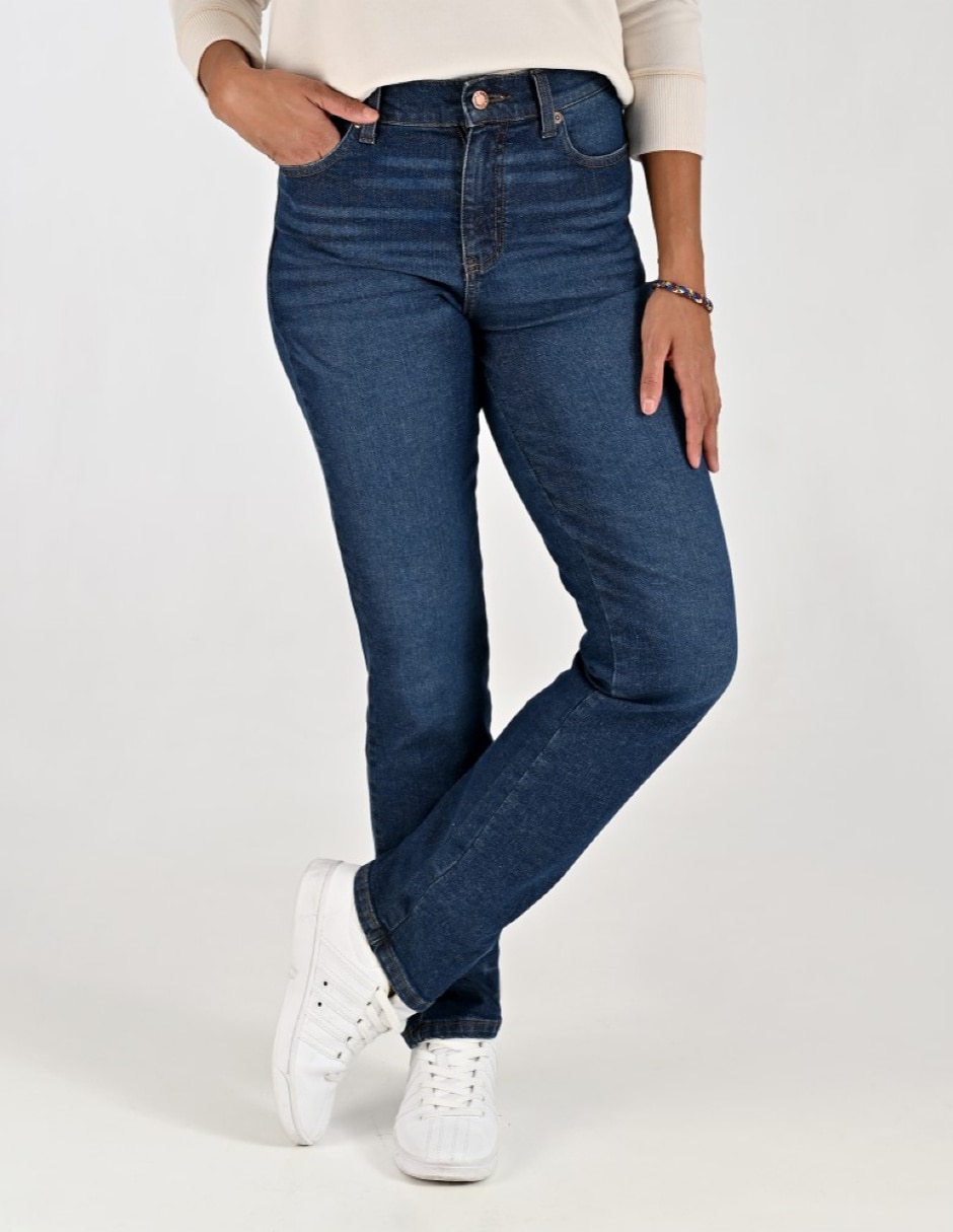 Jeans regular straight cintura para mujer 1