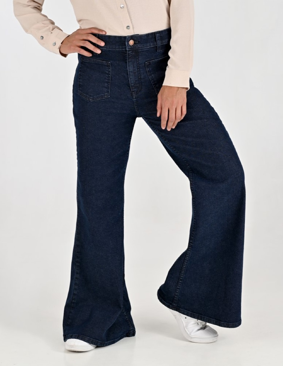 Jeans regular flare cintura para mujer