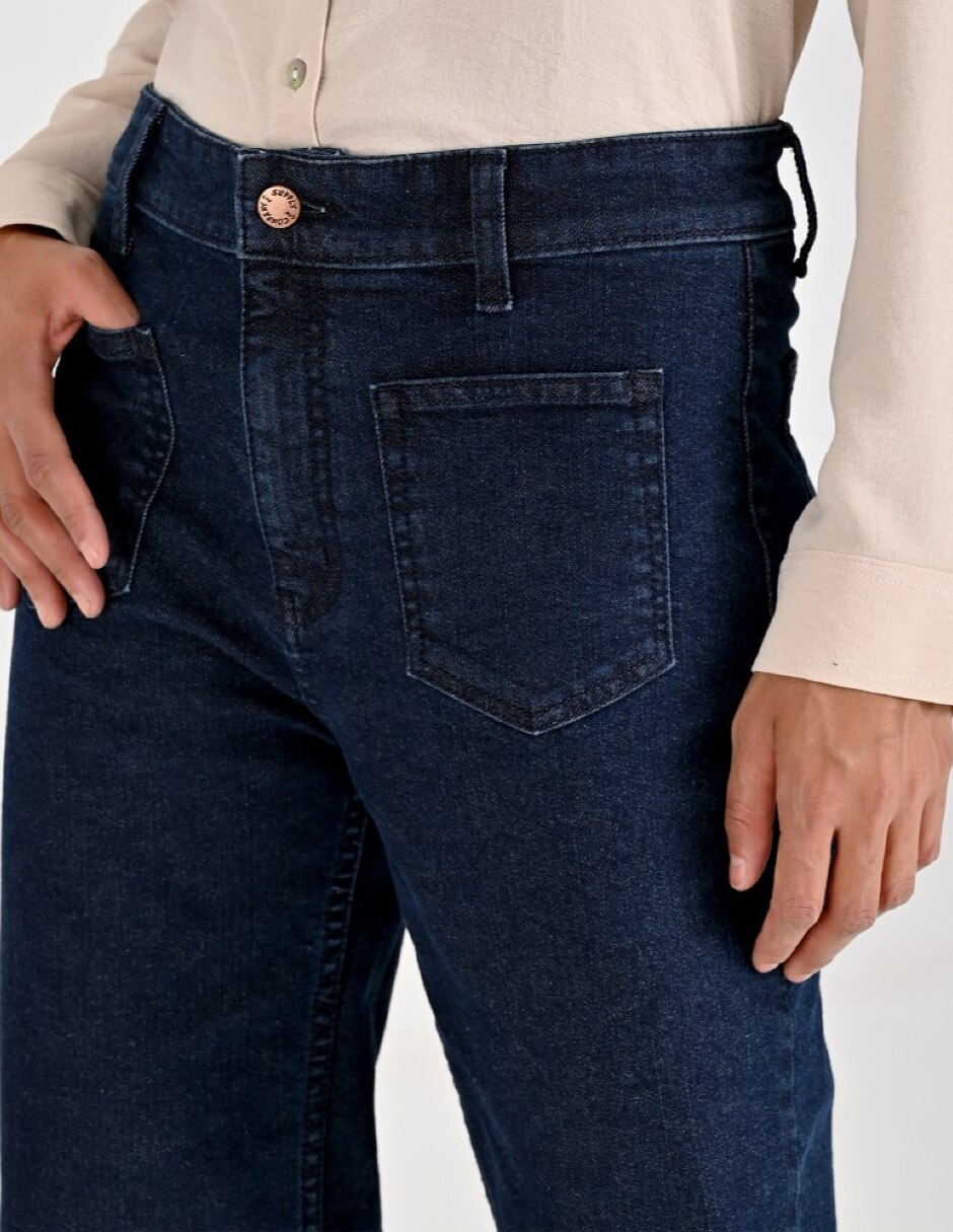 Jeans regular flare cintura para mujer 4
