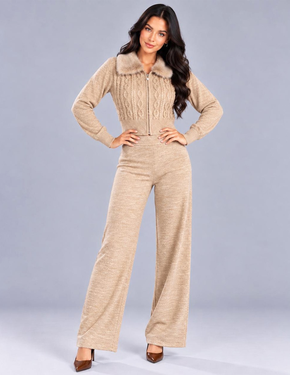 Conjunto business casual tejido de algodón para mujer Conjunto business casual tejido de algodón para mujer