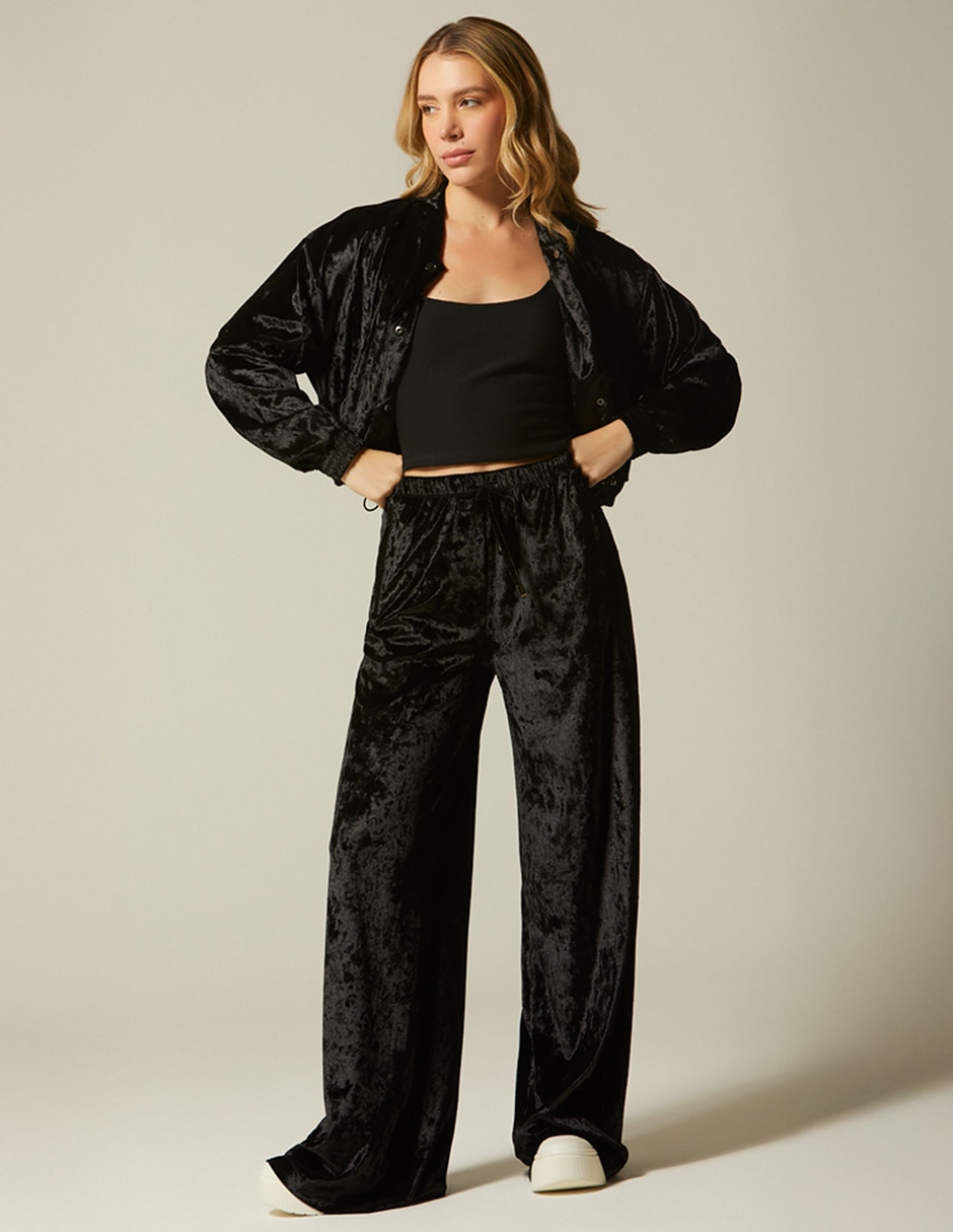 Chamarra bomber studio f velvet y elastano para mujer