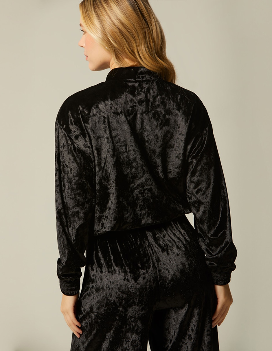 Chamarra bomber studio f velvet y elastano para mujer